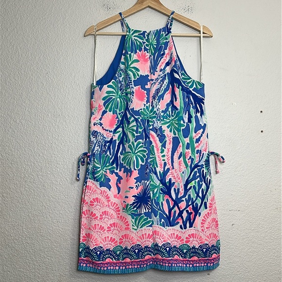 Lilly Pulitzer Jet Stream Pearl Romper Dress Blue Green Pink Women’s Size 4 - Picture 15 of 15